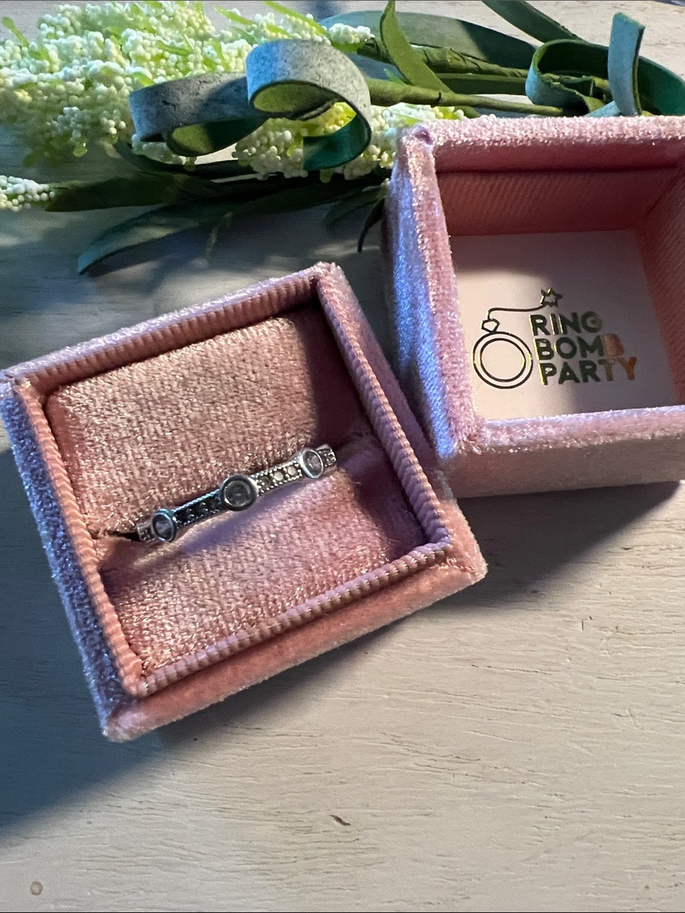 Bomb Party Diamond CZ on rhodium size 9